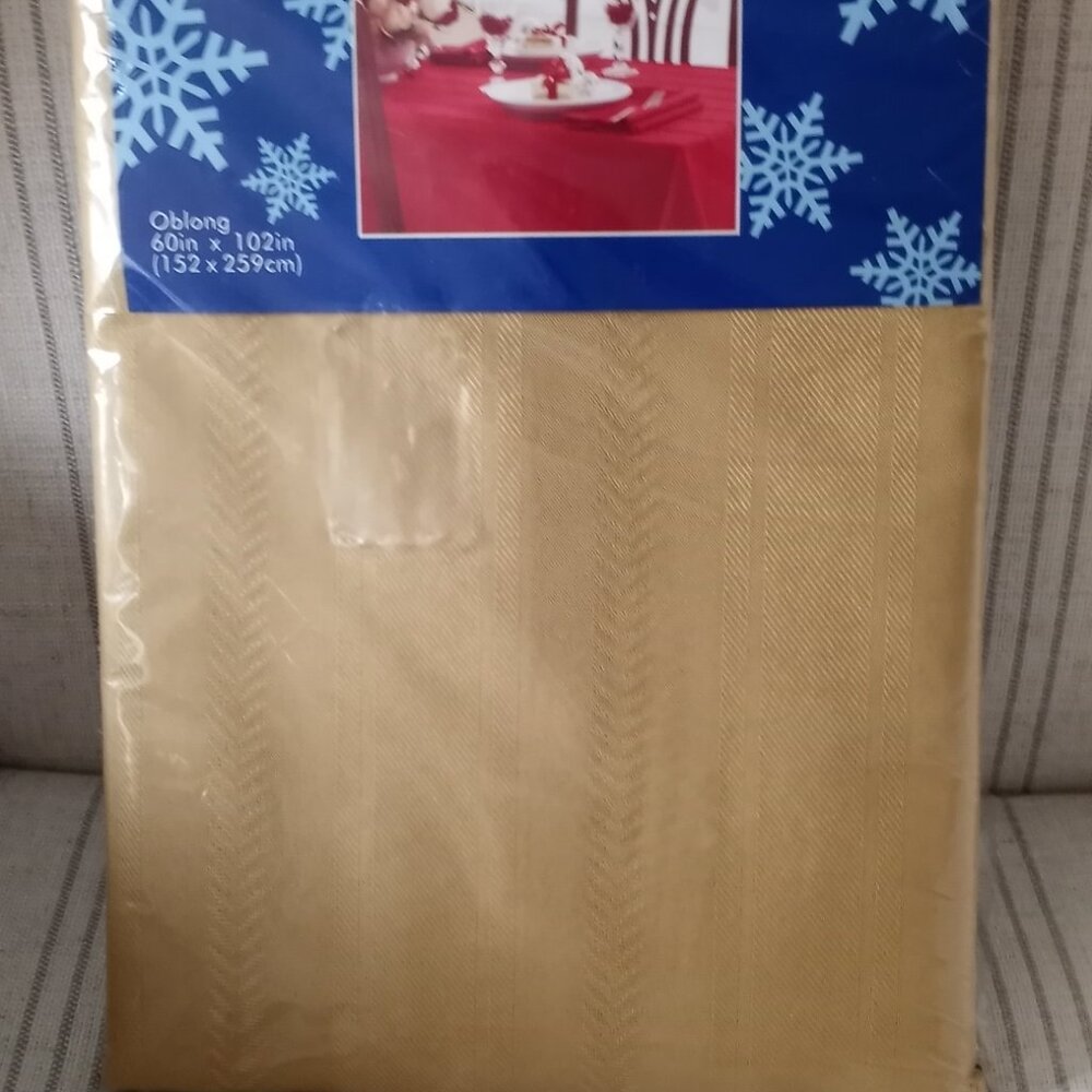 Oblong Table cloth Satin stripe Harvest Gold NWT